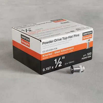 0.157” x 1/2” Knurled Simpson Strong-Tie PDPAT Powder-Driven Top Hat Pin, Box Count: 100