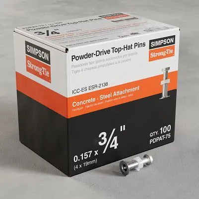 0.157” x 3/4” Simpson Strong-Tie PDPAT Powder-Driven Top Hat Pin, Box Count: 100