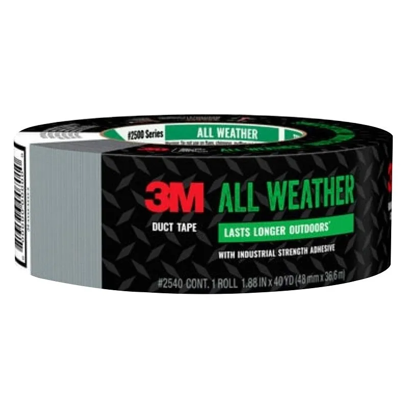 3M 2540 Duct Tape, 40 yd L, 1.88 in W, Polyethylene Backing, Gray