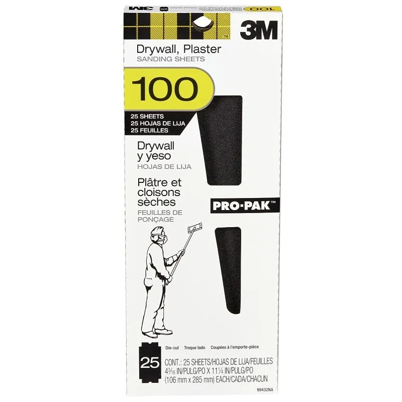 3M 99432 Sandpaper, 11-1/4 in L, 4-3/16 in W, 100 Grit, Medium, Aluminum Oxide Abrasive