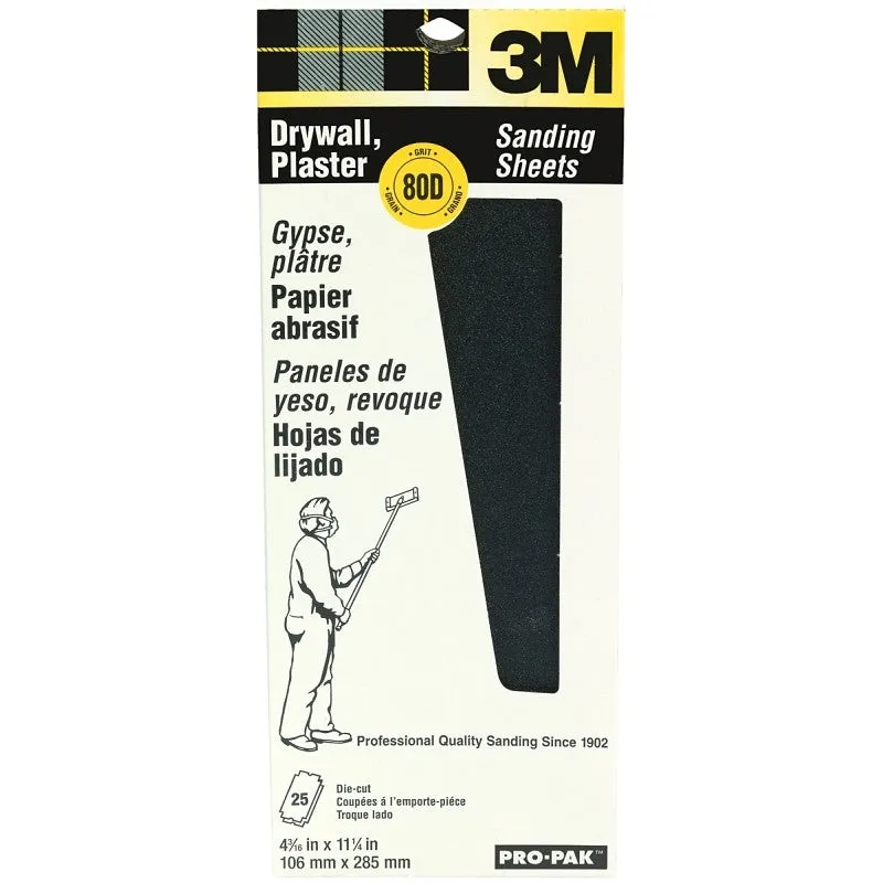 3M 99433 Sanding Sheet, 11-1/4 in L, 4-3/16 in W, 80 Grit, Medium, Aluminum Oxide Abrasive