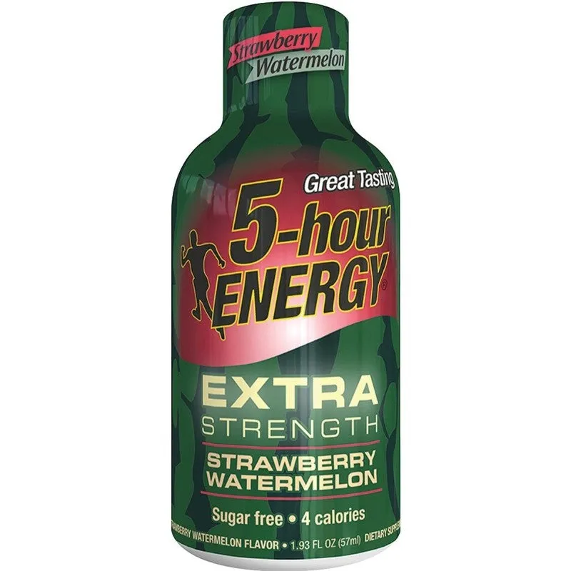 5-hour ENERGY 748125 Sugar-Free Energy Drink, Liquid, Strawberry, Watermelon Flavor, 1.93 oz Bottle (Pack of 12)