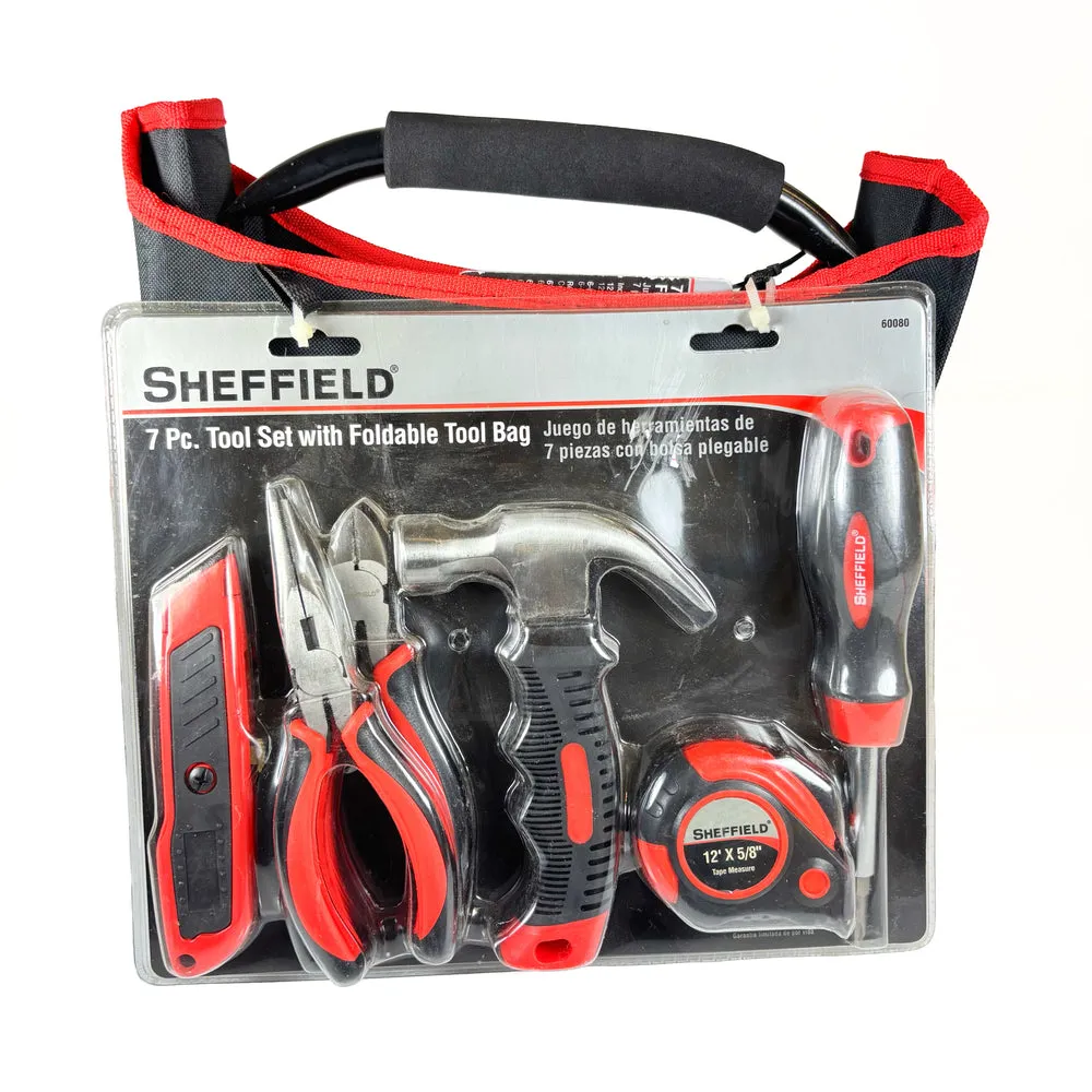 7 Piece Home Tool Set with Foldable Open Tool Bag