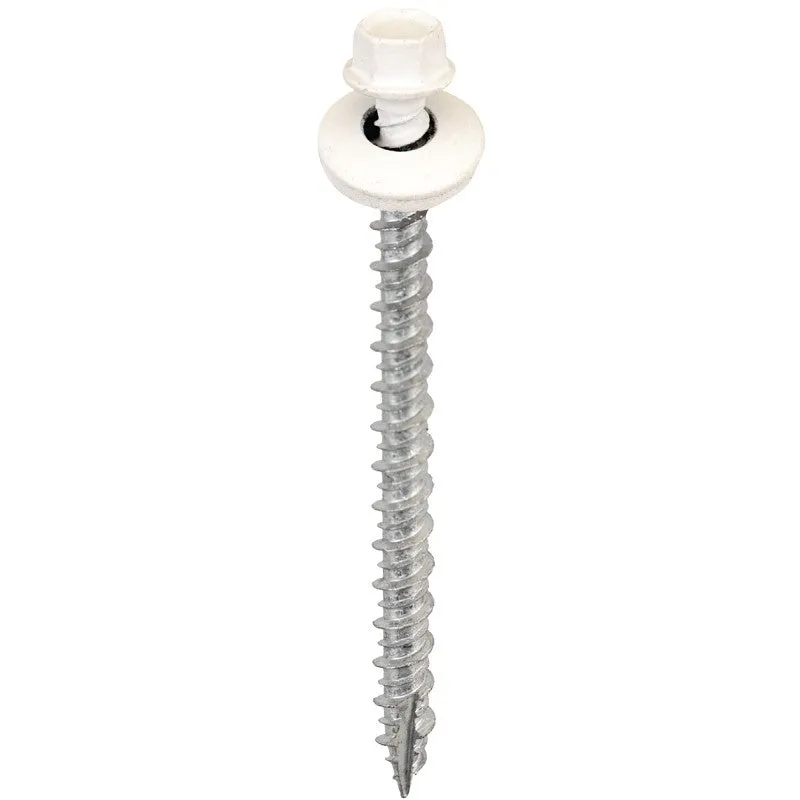 Acorn International SW-MW25W250 Screw, High-Low, Twin Lead Thread, Hex Drive, Self-Tapping, Type 17 Point, White