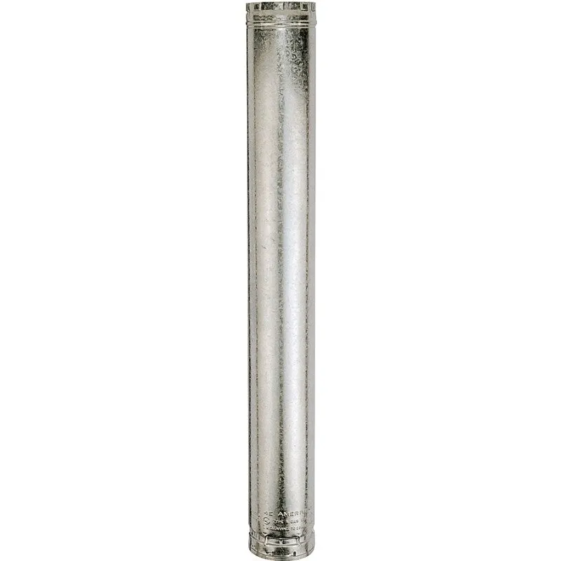 AmeriVent 4E24 Type B Gas Vent Pipe, 4 in OD, 24 in L, Galvanized Steel (Pack of 6)