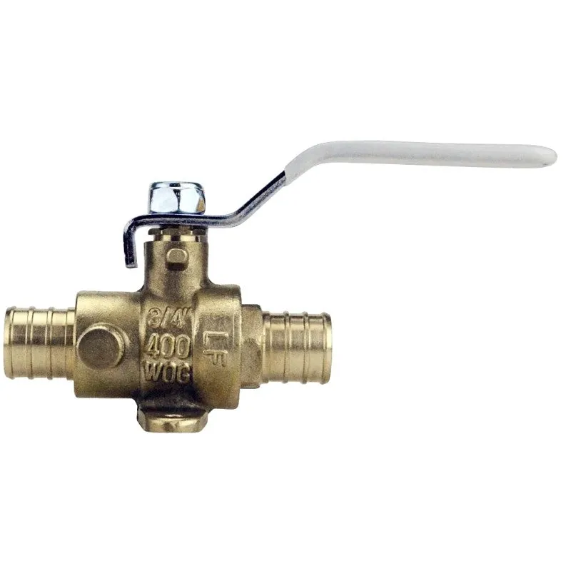 Apollo APXV12WD Ball Valve with Drain and Mounting Pad, 1/2 in Connection, Barb, 200 psi Pressure, Lever Actuator