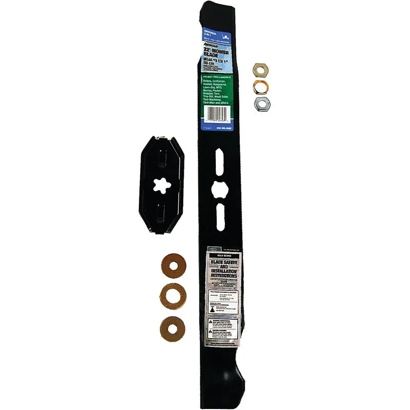 Arnold 490-100-0082 Mower Blade, 22 in L, 2-1/2 in W, Steel