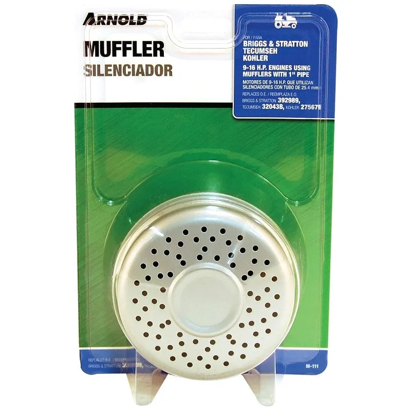 Arnold M-111 Small Engine Muffler, 1 in Inlet, For: 9 to 16 hp Briggs & Stratton, Tecumseh and Kohler Engines