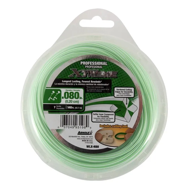 Arnold Xtreme Professional WLX-H80 Trimmer Line, 0.080 in Dia, 140 ft L, Monofilament