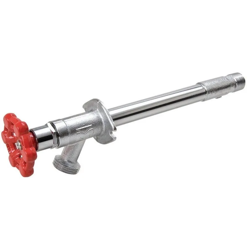 B & K 104-403 Frost-Free Sillcock Valve, 12 in L, 1/2 x 3/4 in, MPT x Hose, Brass Body, Chrome