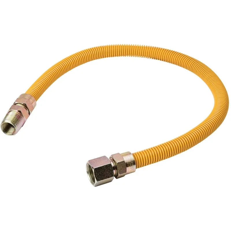 B & K G038YE101124RP Gas Connector, 1/2 in, MIP x FIP, Stainless Steel, Epoxy-Coated, 24 in L, 1/2 in OD