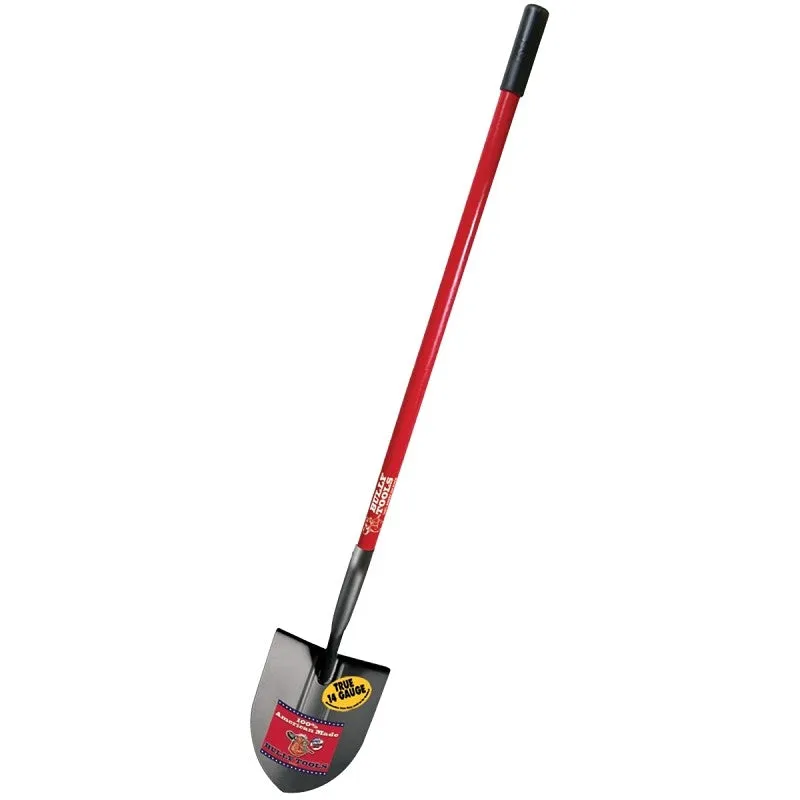 BULLY Tools 82515 Shovel, 9 in W Blade, 14 ga Gauge, Steel Blade, Fiberglass Handle, Long Handle, 48-1/2 in L Handle