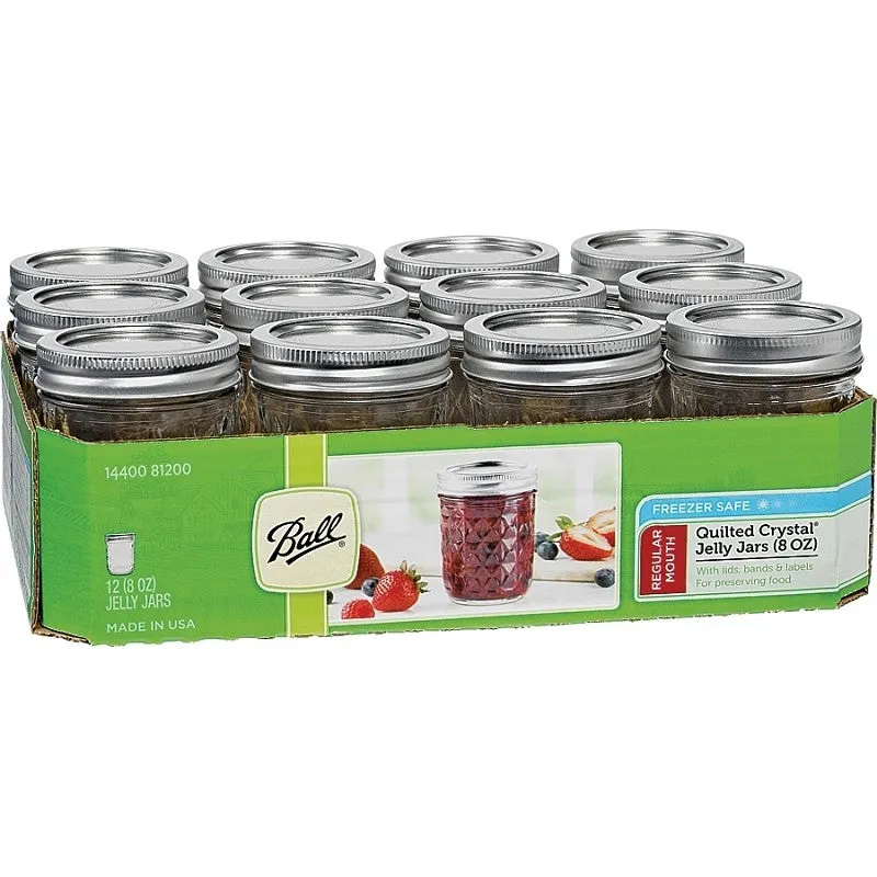 Ball Quilted Crystal Series 1440081200 Mason Jar, 8 oz Capacity, Glass