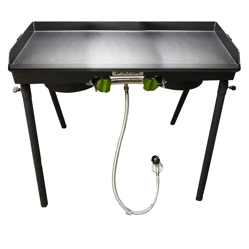 Barbour PS217 Patio Stove with Griddle Tapper, 2-Burner, 30,000 Btu, Aluminum/Steel