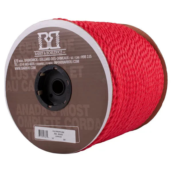 Barry & Boulerice A1PR-038 Red Polypropylene Jumbo Rope – 3/8 in x 630 ft