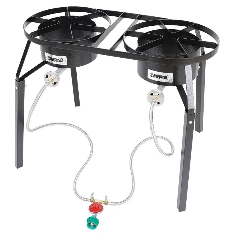 Bayou Classic DB250 Dual-Burner Cooker, 2-Burner, LPG, 100,000 Btu, Manual Ignition, Steel