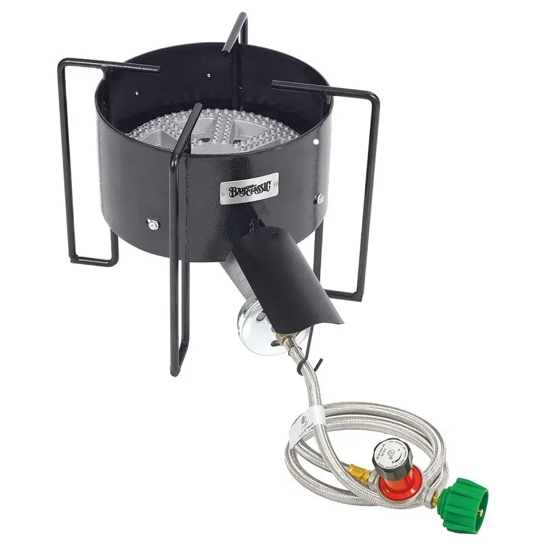 Bayou Classic KAB4 Bayou Cooker with Hose Guard, LPG, 210000 Btu, 1-Burner, Manual Ignition, Steel, Black