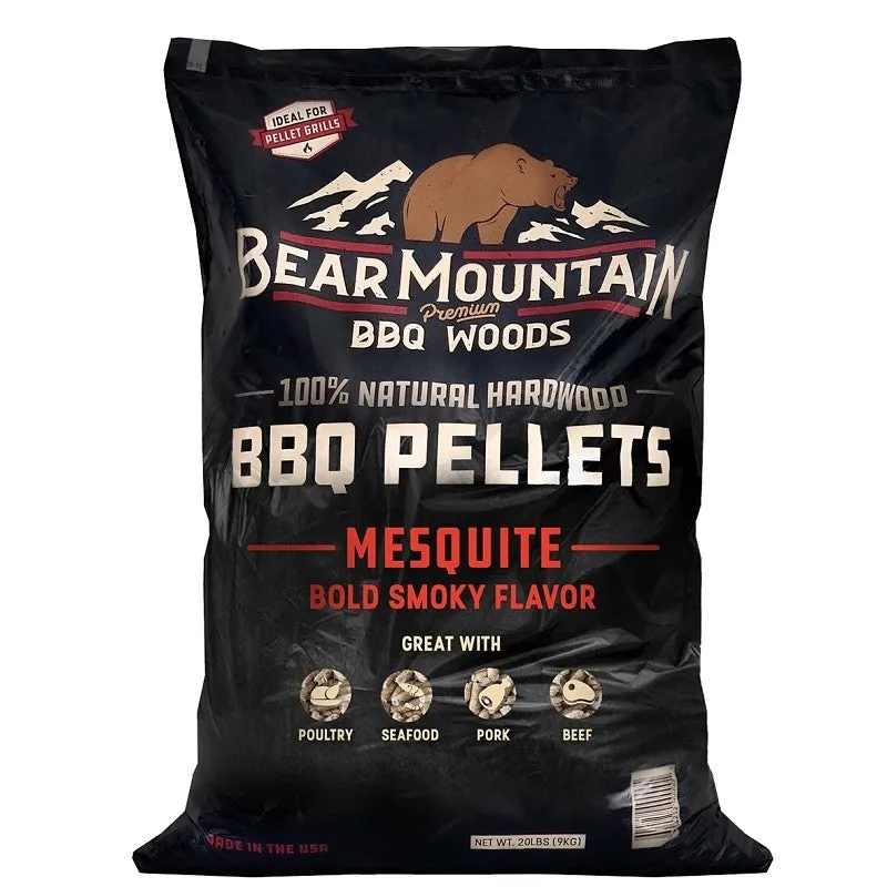 Bear Mountain FK17 Series BBQ Pellet, Mesquite, 20 in L, Hardwood, 20 lb Bag