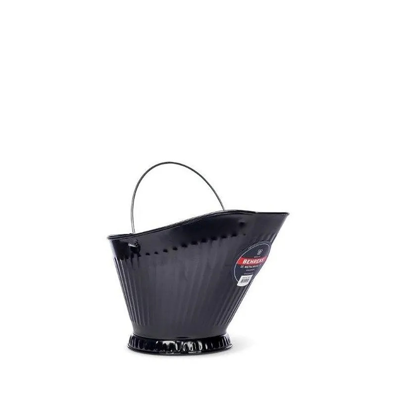 Behrens 617P Coal Hod, Steel, Black, Galvanized, Wire Handle, 3.5 Gallon