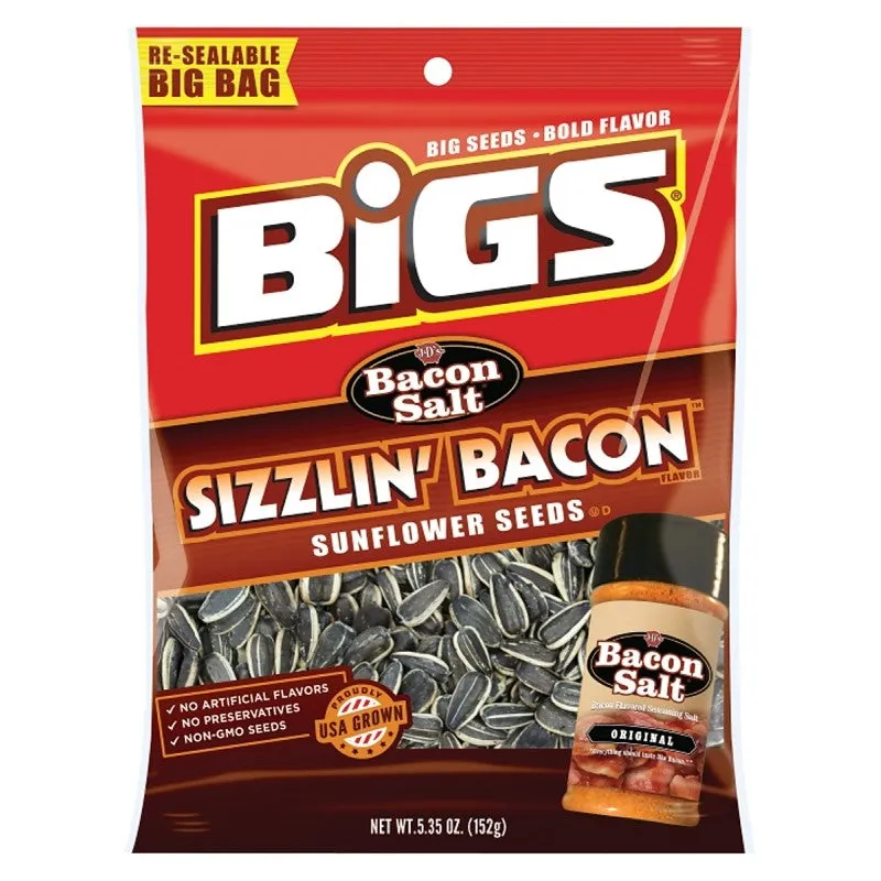 Bigs TFL55003 Sunflower Seed, Sizzlin’ Bacon, 5.35 oz (Pack of 12)