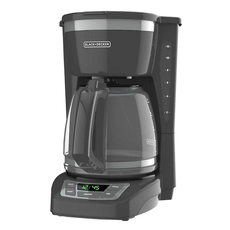 Black+Decker CM1165GY Coffee Maker, 12 Cups, 975 W, Gray, On/Off Button Control (Pack of 2)