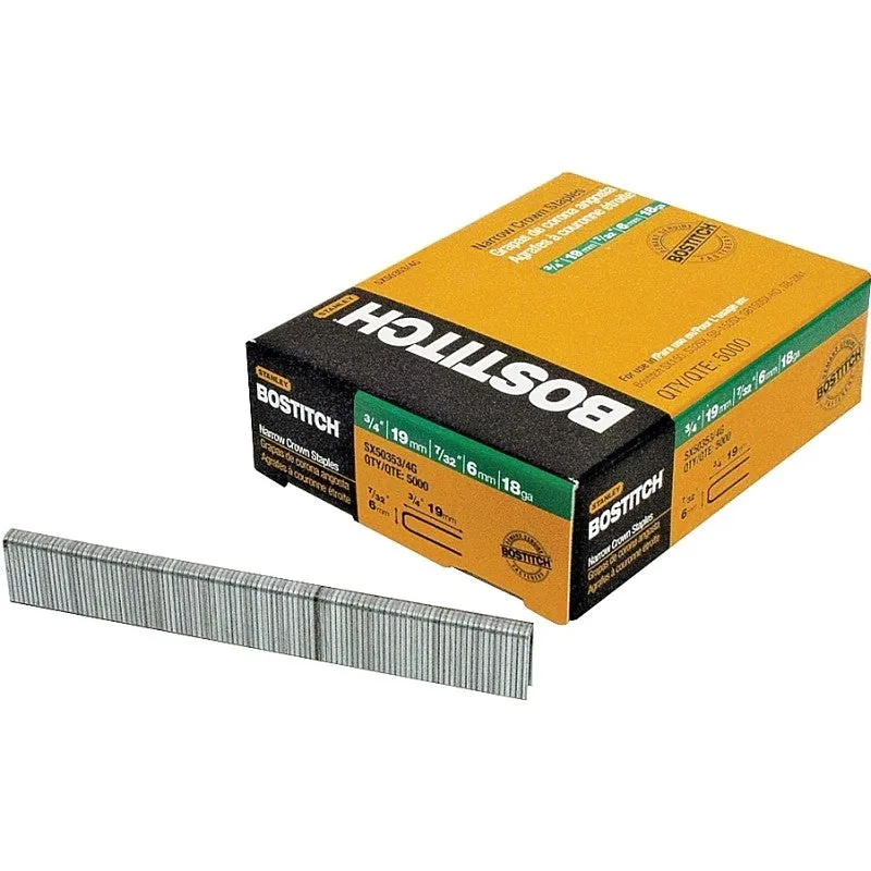 Bostitch SX5035-3/4G Crown Staple, 7/32 in W Crown, 3/4 in L Leg, 18 Gauge, Steel