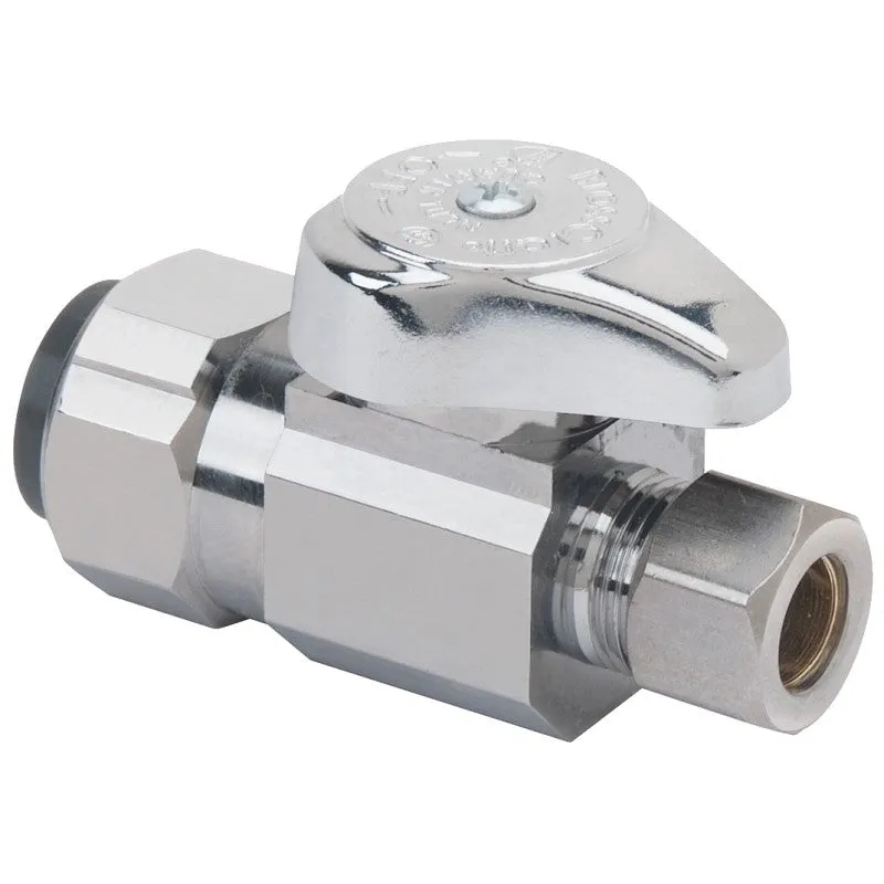 BrassCraft G2PS14X CD Stop Valve, 1/2 x 3/8 in Connection, Push-Connect x Compression, 125 psi, Brass Body, 2.45 in L