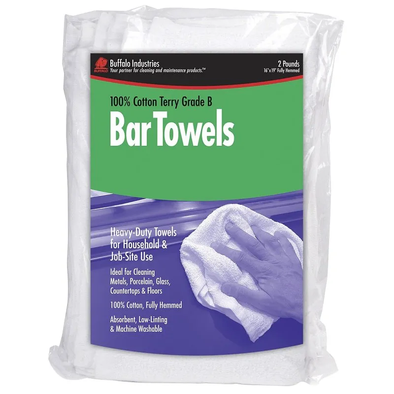 Buffalo 12051 Grade-B Bar Towel, 19 in L, 16 in W, Cotton, White