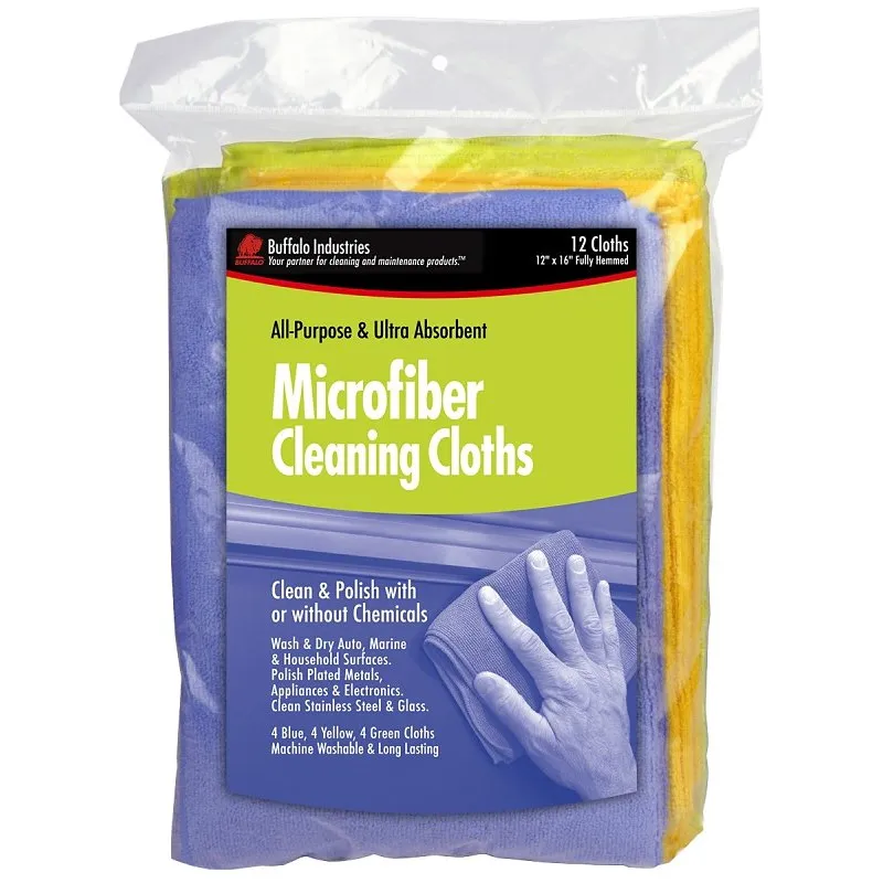 Buffalo 65003 Cleaning Cloth, 16 in L, 12 in W, Polyamide Microfiber/Polyester