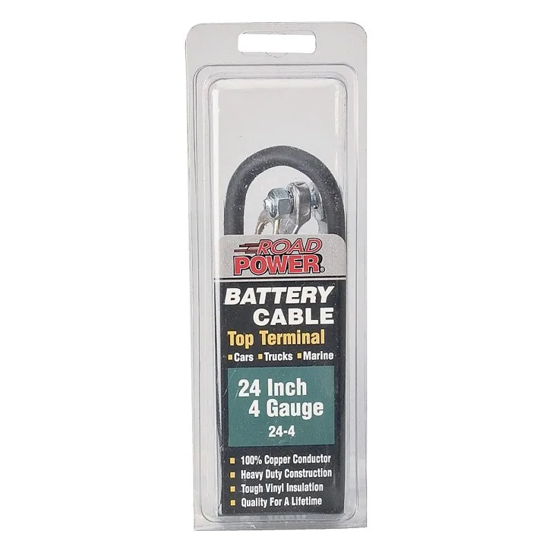 CCI Maximum Energy 24-4 Battery Cable, 4 AWG Wire, 24 in L, Black Sheath