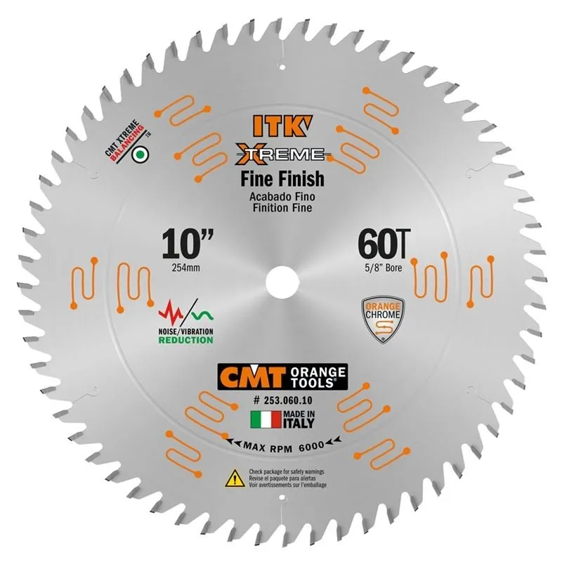 CMT 253.060.10 10 in Sliding Fine Finsh Saw Blade – 60T