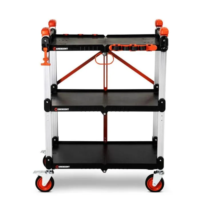 CRESCENT F3SCBL SITERUNNER 3 Shelf Folding Jobsite Cart