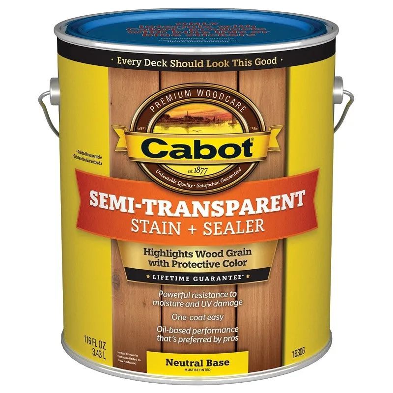 Cabot 140.0016306.007 Deck and Siding Stain, Flat, Neutral Base, Liquid, 1 gal (Pack of 4)