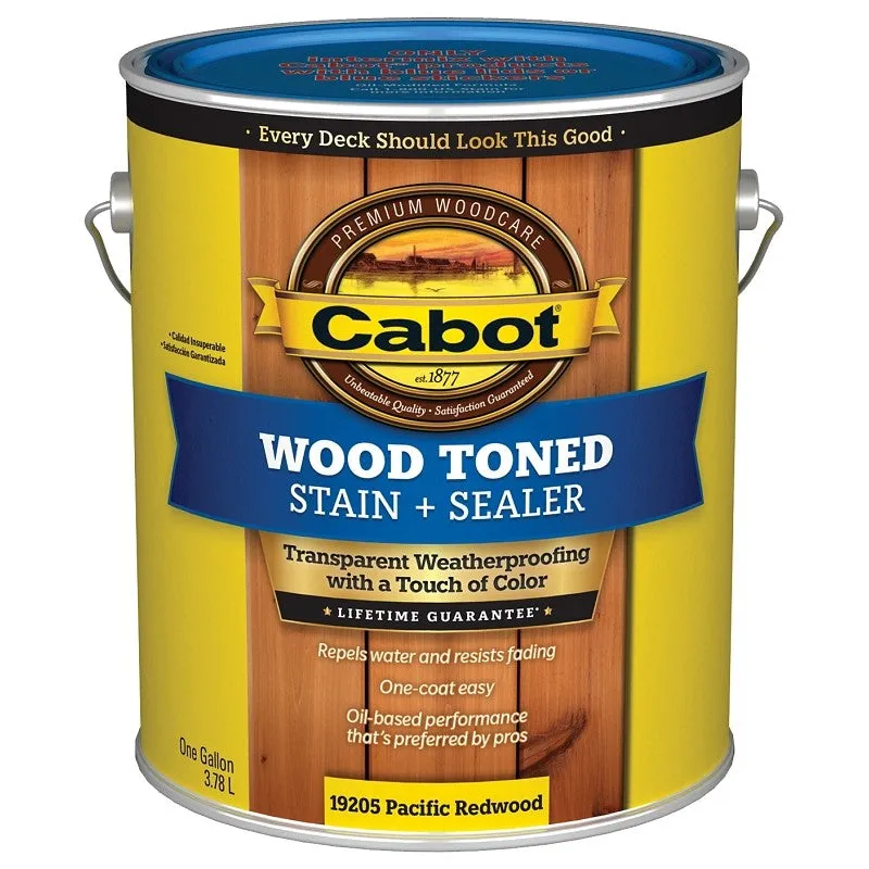 Cabot 19200 Series 140.0019205.007 Exterior Stain, Wood Toned, Pacific Redwood, Liquid, 1 gal, Can (Pack of 4)