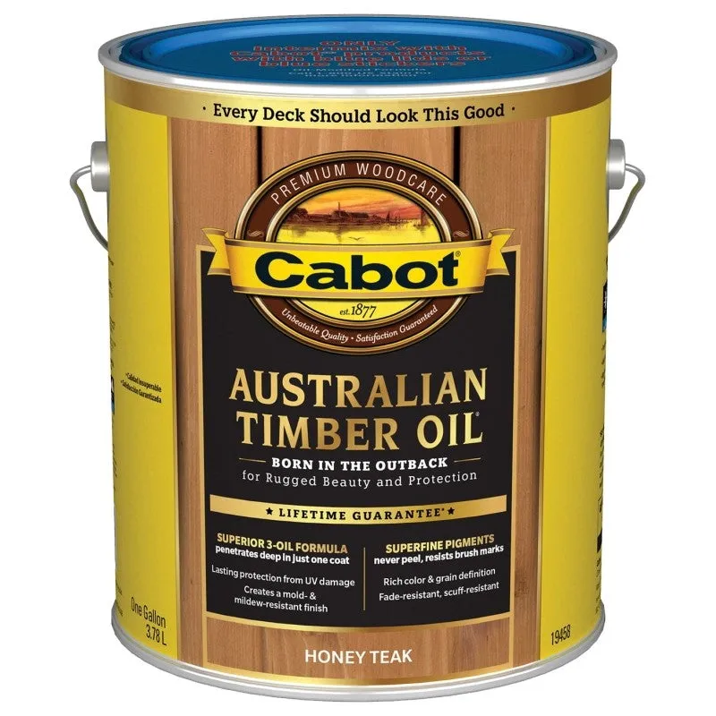 Cabot 19400 Series 140.0019458.007 Australian Timber Oil, Honey Teak, Liquid, 1 gal (Pack of 4)
