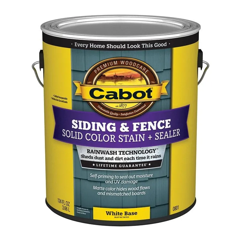 Cabot 800 Series 140.0000801.007 Solid Color Siding Stain, Natural Flat, Liquid, 1 gal, Can (Pack of 4)