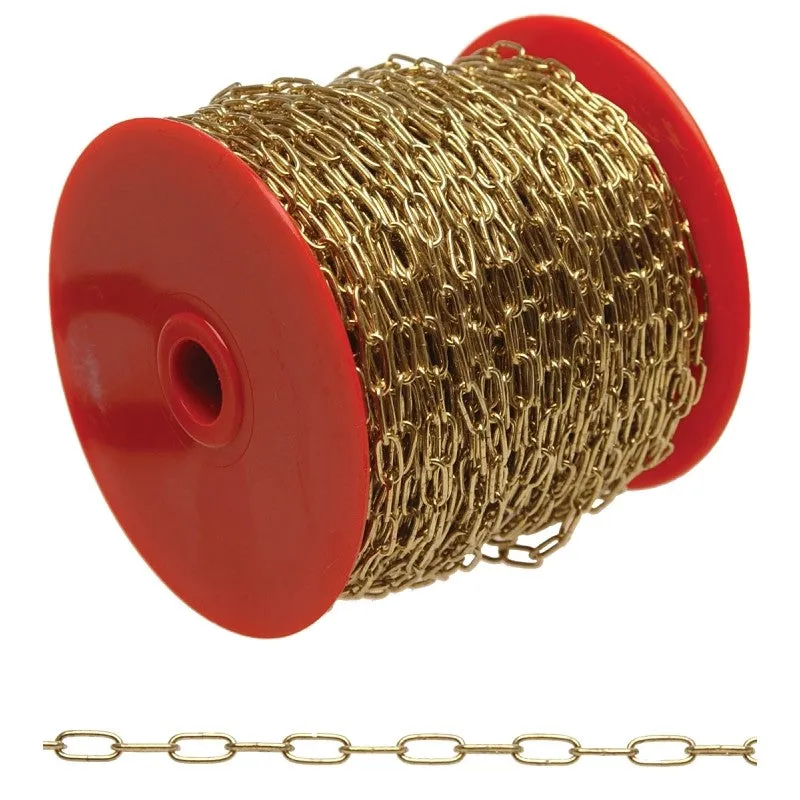 Campbell 0710517 Clock Chain, 5, 82 ft L, 10 lb Working Load, Brass
