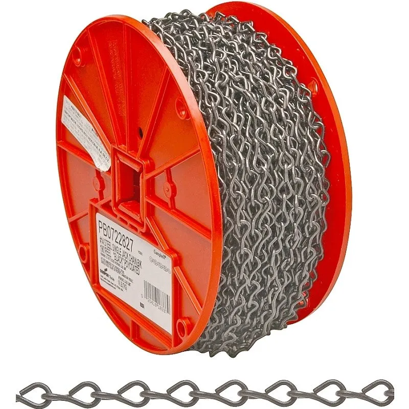 Campbell PB072-2827N Straight Link Coil Chain, #2, 190 ft L, 520 lb Working Load, Carbon Steel, Zinc
