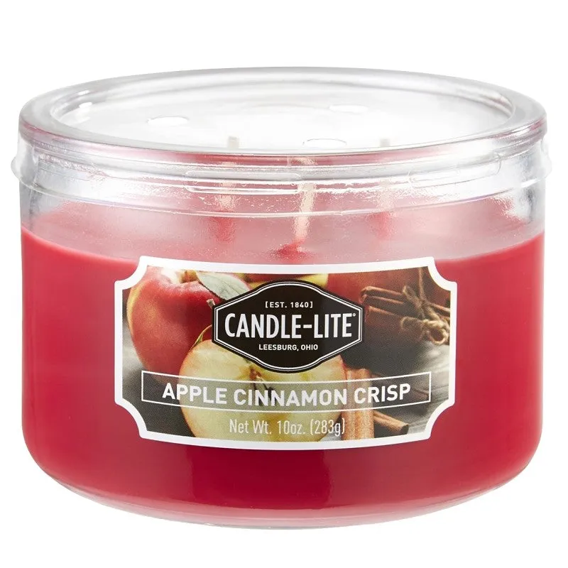Candle-Lite 1879021 Scented Candle, 4.09 in x 4.09 in x 2.94 in Dimensons, Apple Cinnamon Crisp Fragrance (Pack of 4)