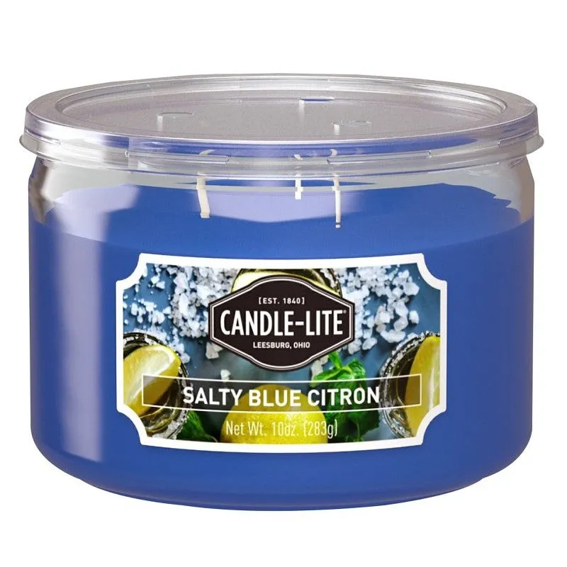 Candle-Lite 18791270 Jar Candle, 10 oz Candle, Salty Blue Citron Fragrance, Up to 40 hr Burning (Pack of 4)