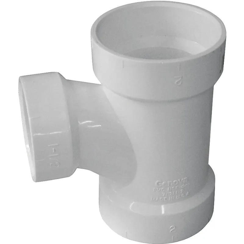 Canplas 192130L Sanitary Pipe Tee, 3 x 2 in, Hub, White
