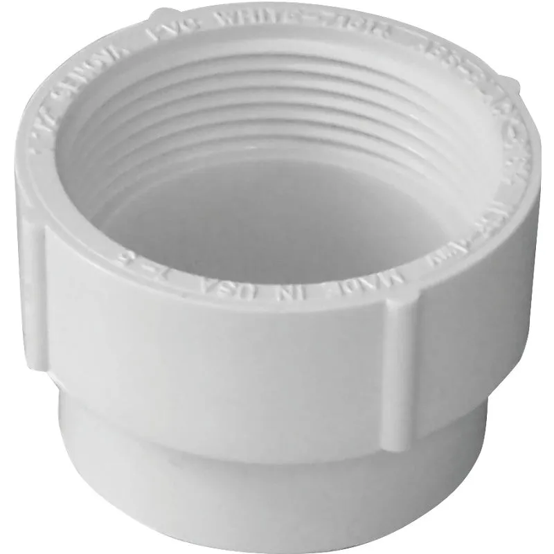 Canplas 193706S Cleanout Adapter, 6 in, Spigot x FNPT, PVC, White