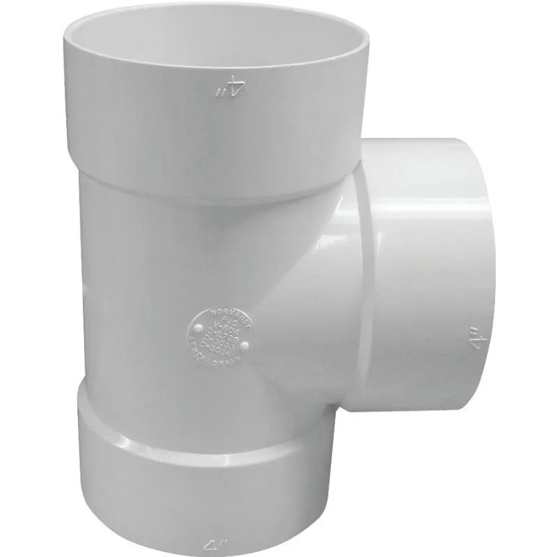 Canplas 414108BC Bullnose Pipe Tee, 6 x 4 in, Hub, PVC, White