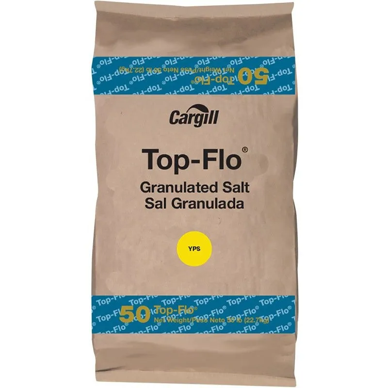 Cargill Top-Flo Series 100012546 Salt, Granular, Plain, 50 lb Bag