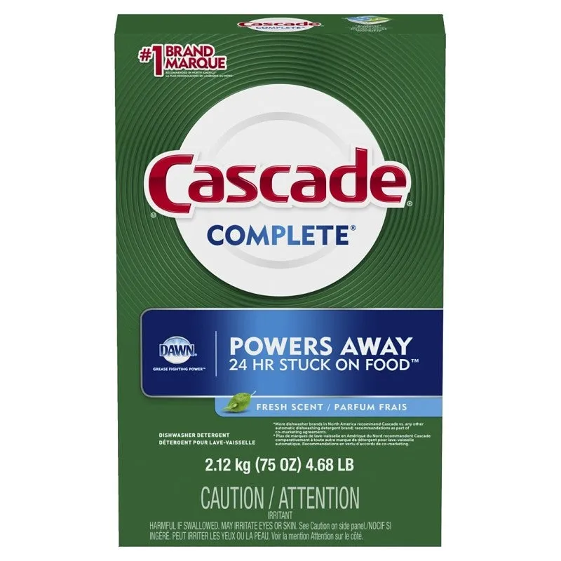 Cascade 33836 Dishwasher Detergent, 75 oz, Powder, Scented, White
