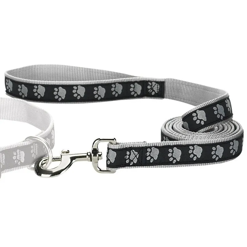 Casual Canine ZA8861 66 17 Two-Tone Pawprint Dog Lead, 6 ft L, 1 in W, Nylon Line, Black, Fastening Method: Swivel Clip