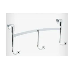 Chrome Adjustable Over The Door 3 Hook Rail (POS)