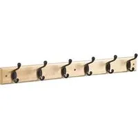 Coat & Hat Hook Rail 27 Inch 6 Oil Rubbed Bronze Hooks Natural Finish Rail (POS)