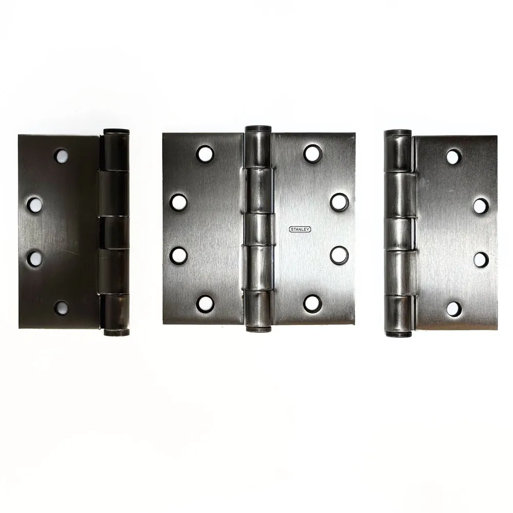Commercial Door Hinges 4-1/2 Inch Square Corner Antique Nickel 3 Pack