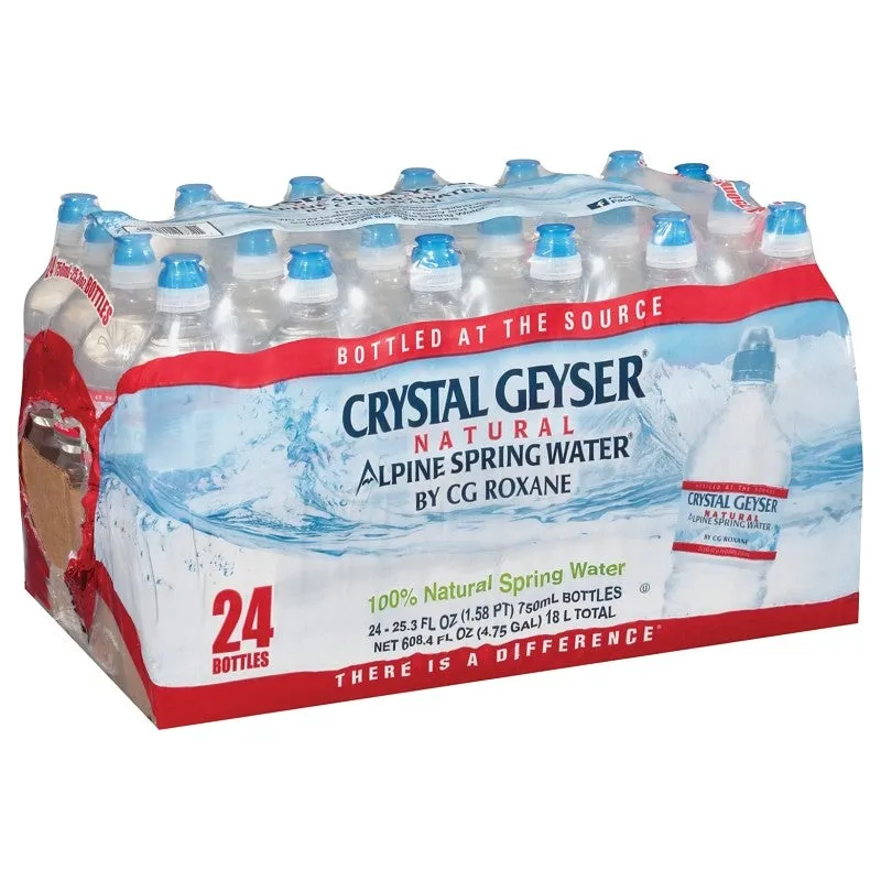 Crystal Geyser 24772-1 Alpine Spring Water, 25.3 fl-oz Bottle (Pack of 24)